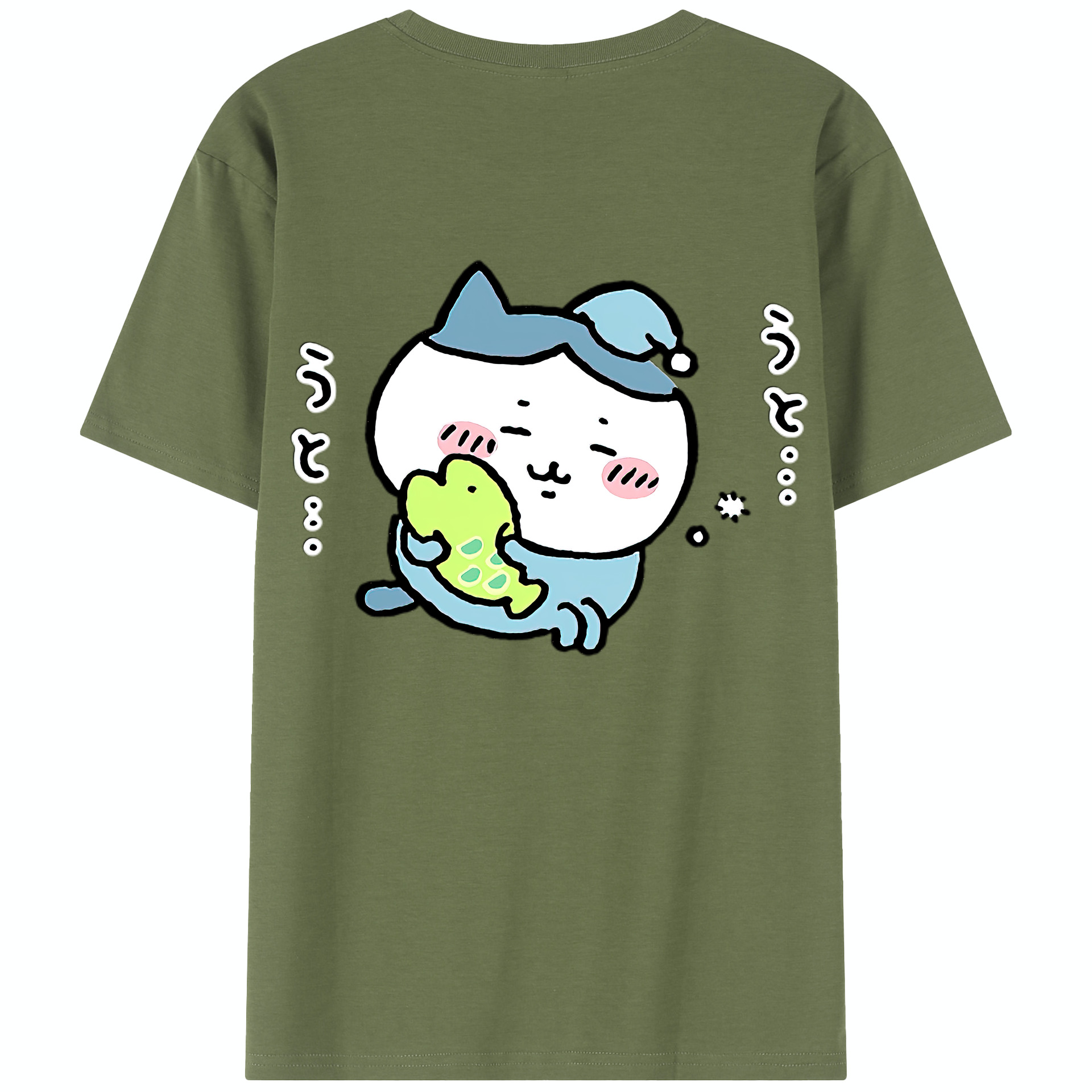 （画像用） ちいかわ ハチワレ Chii-kawa hachiware 綿100％半袖Tシャツ（背面プリント）